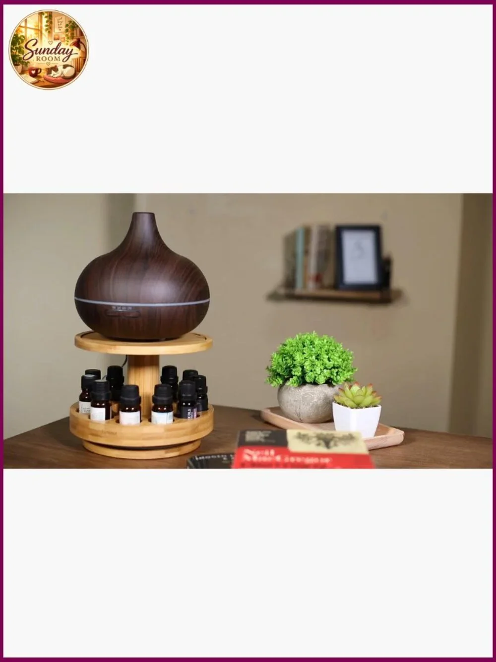 Bamboo 2-Tier Carousel Essential Oil Organizer for 5-30ml Bottles